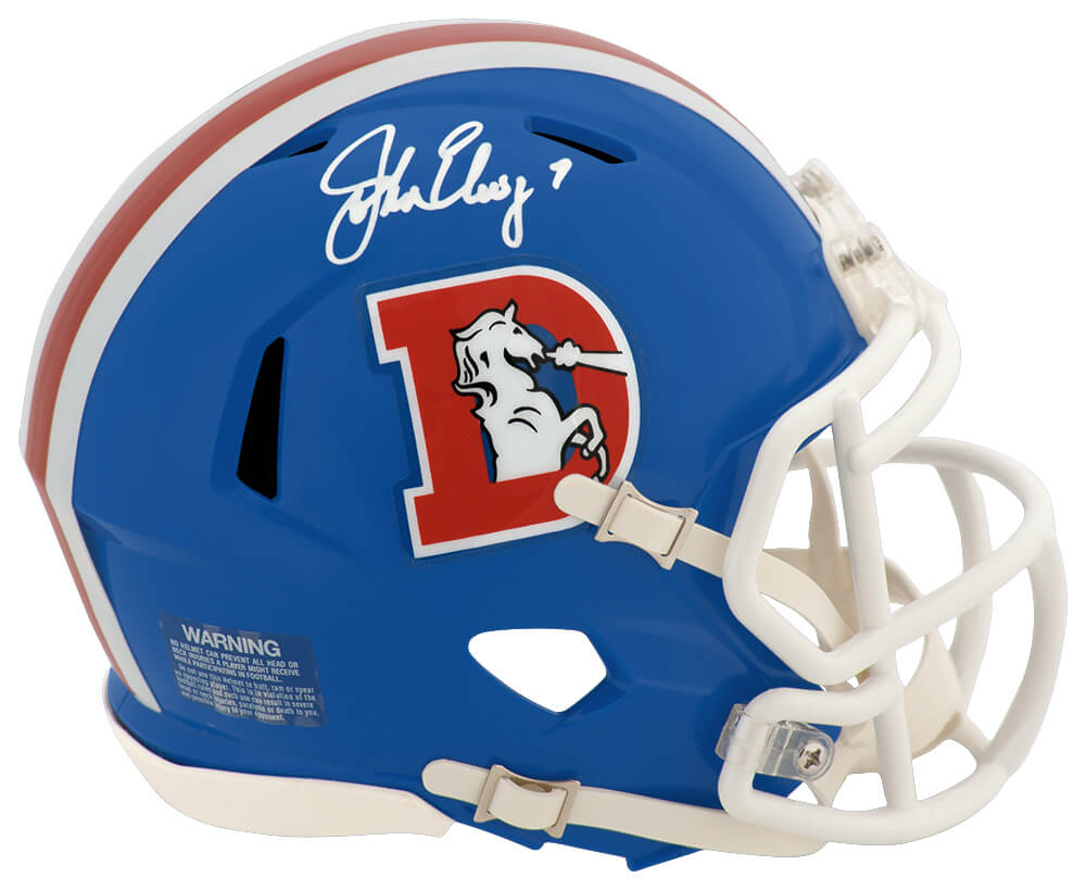 ELWMIN308 John Elway Signed Denver Broncos D Logo Throwback Riddell Speed Mini Helmet