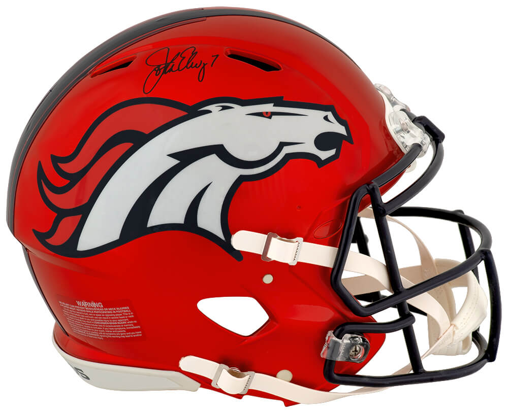 ELWPRO302 John Elway Signed Denver Broncos Flash Riddell Full Size Pro Line Authentic Speed Helmet