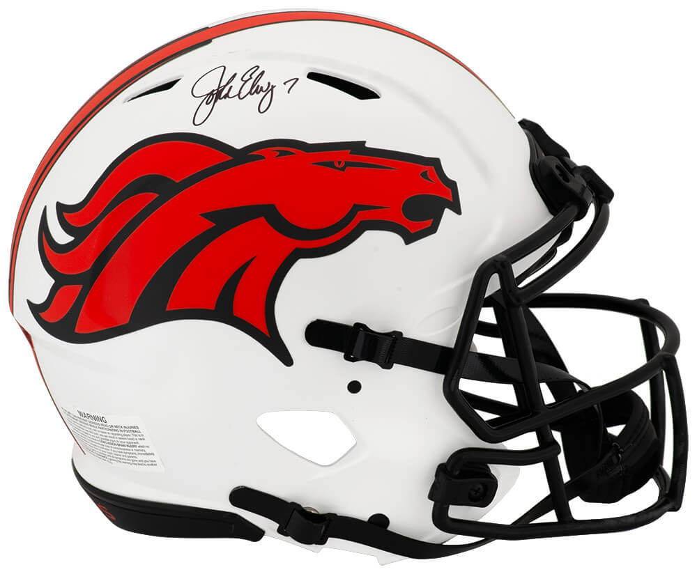 ELWPRO303 John Elway Signed Denver Broncos Lunar Riddell Full Size Pro Line Authentic Speed Helmet