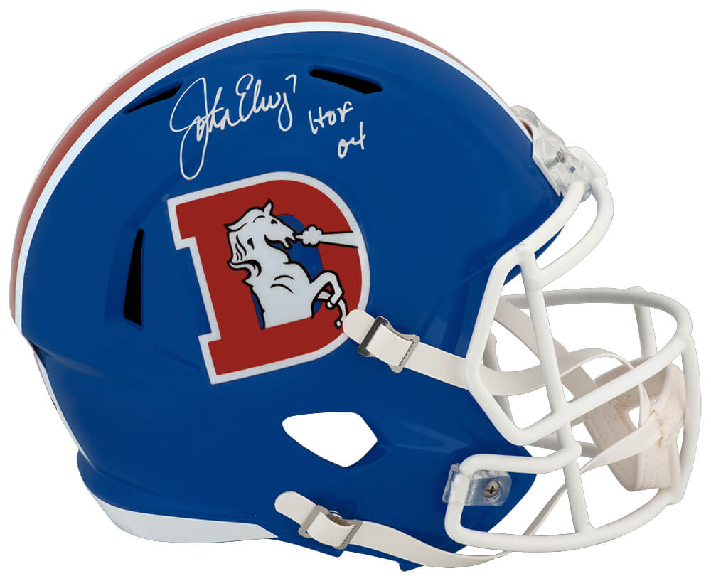 ELWREP313 John Elway Signed Denver Broncos Throwback Riddell Full Size Speed Replica Helmet with HOF-04