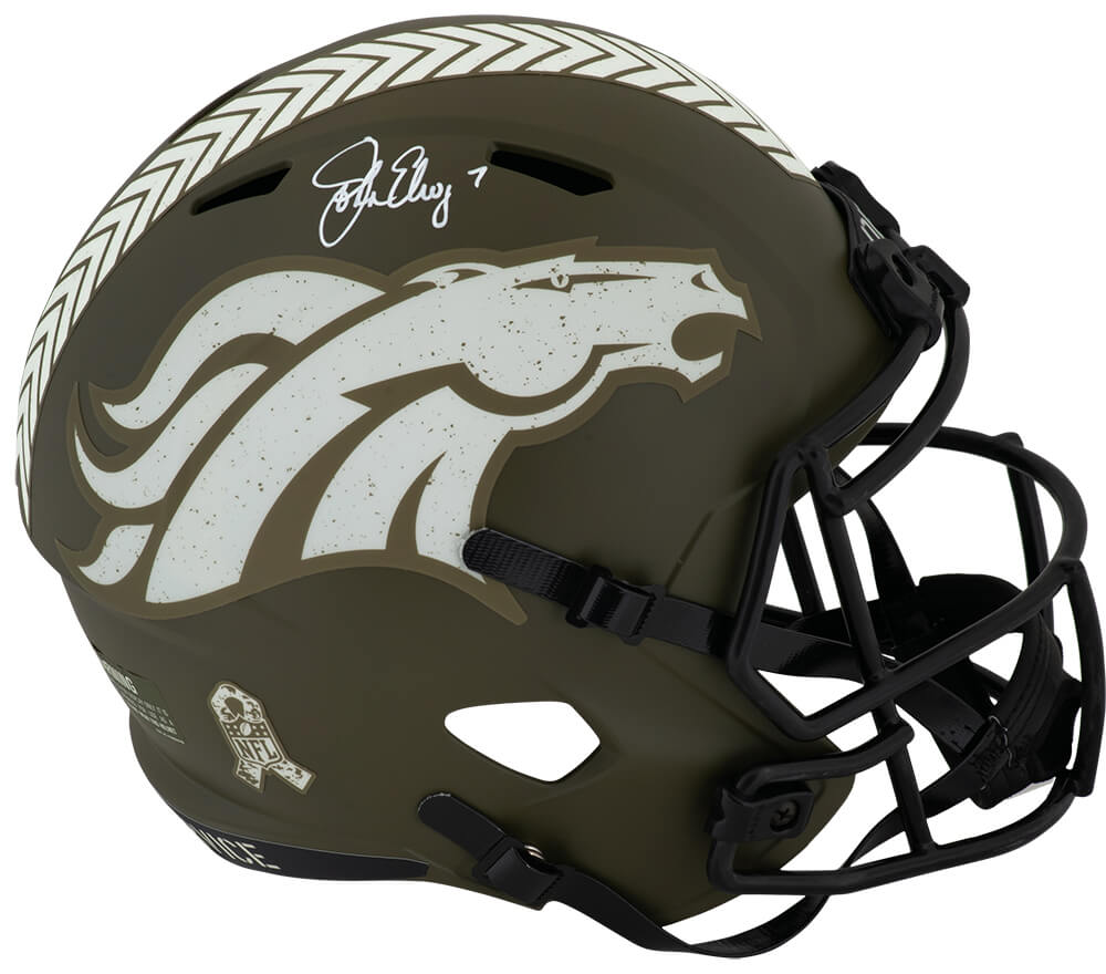 ELWREP314 John Elway Signed Denver Broncos Salute Riddell Full Size Speed Replica Helmet