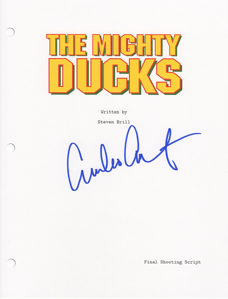 ESTOTH501 Emilio Estevez Signed Mighty Ducks Movie Script Cover Page