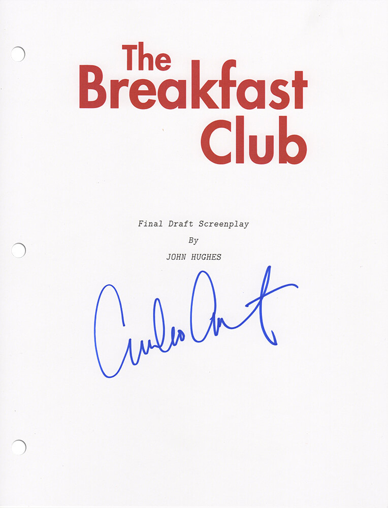 ESTOTH503 Emilio Estevez Signed The Breakfast Club Movie Script Cover Page