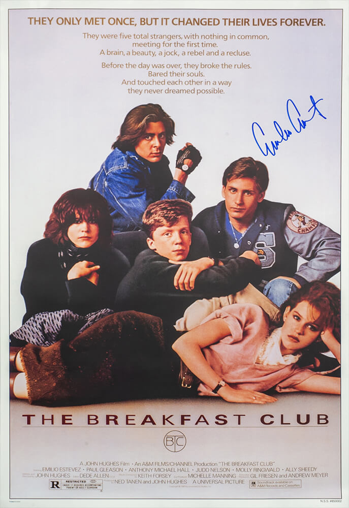 ESTPST528 27 x 40 in. Emilio Estevez Signed the Breakfast Club Full Size Movie Poster