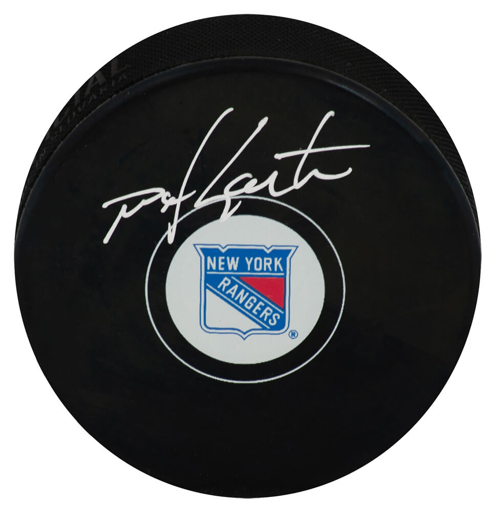 GARPUC404 Mike Gartner Signed   York Rangers Logo Hockey Puck