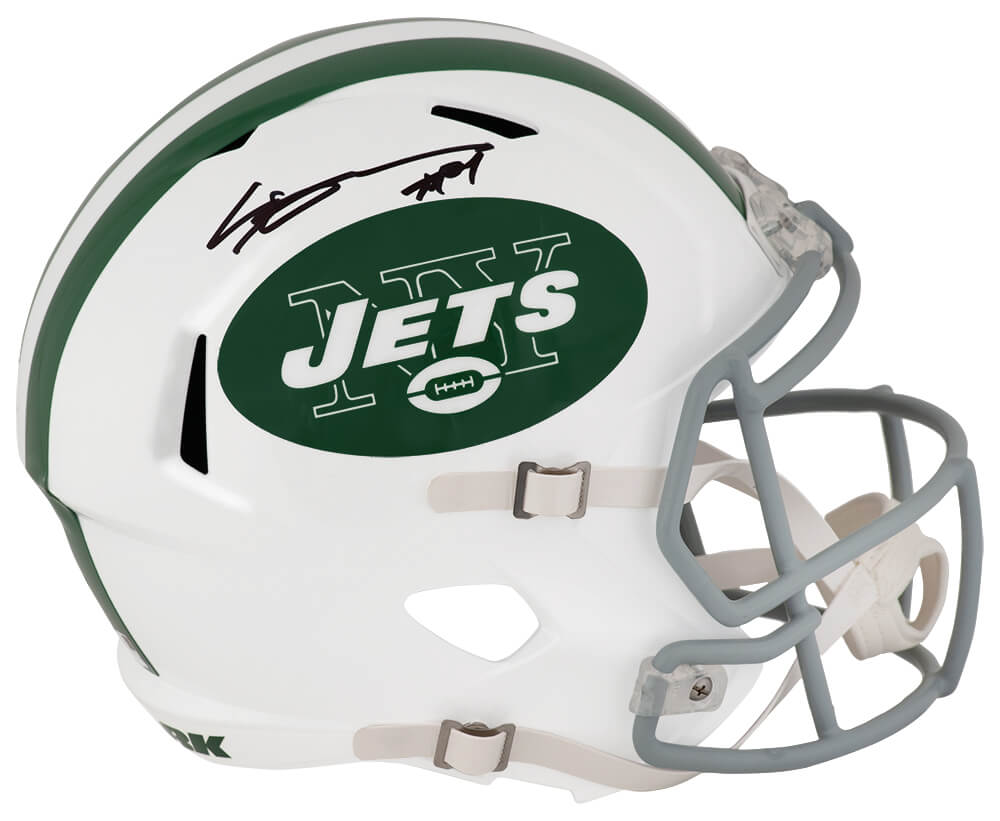 GARREP311 Sauce Gardner Signed   York Jets Riddell White Full Size Speed Replica Helmet - Fanatics - Black