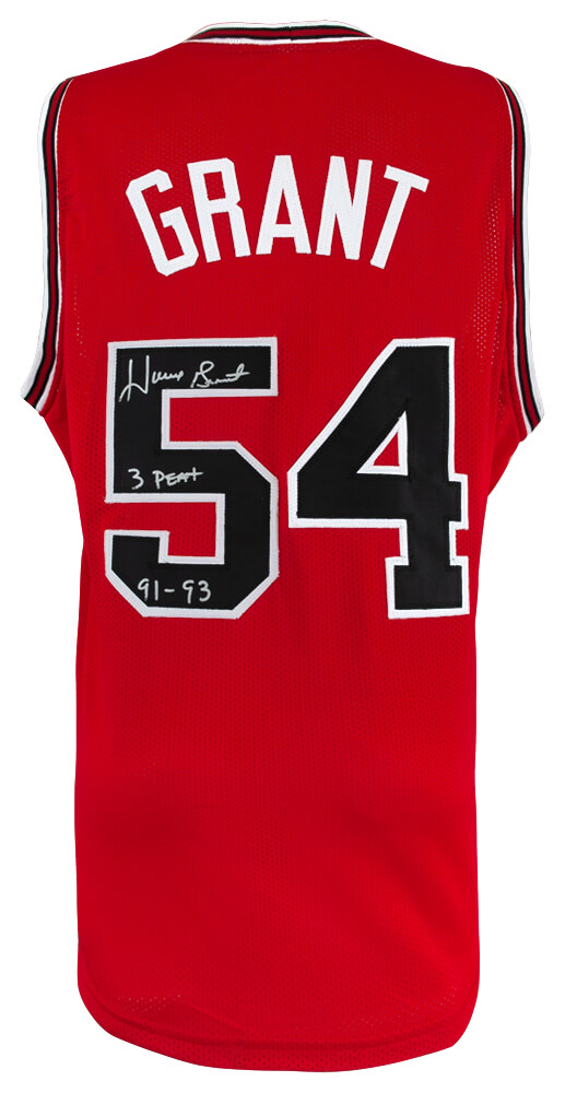 GRAJRY202 Horace Grant Signed Red Custom Basketball Jersey with 3 Peat 91-93