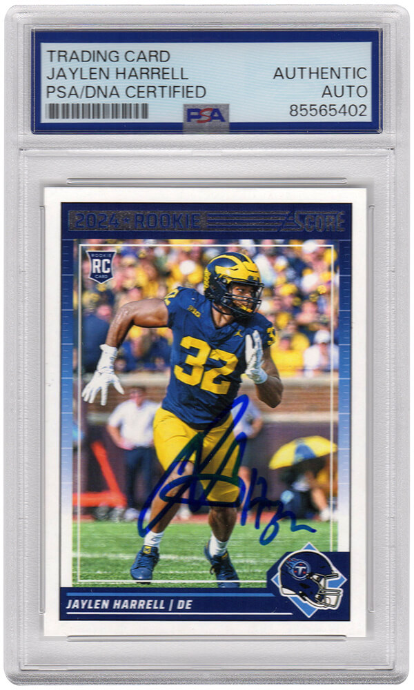 HARCAR300 Jaylen Harrell Signed Tennessee Titans Michigan Wolverines Image 2004 Score Rookie Football Card - No.385 - PSA Encapsulated