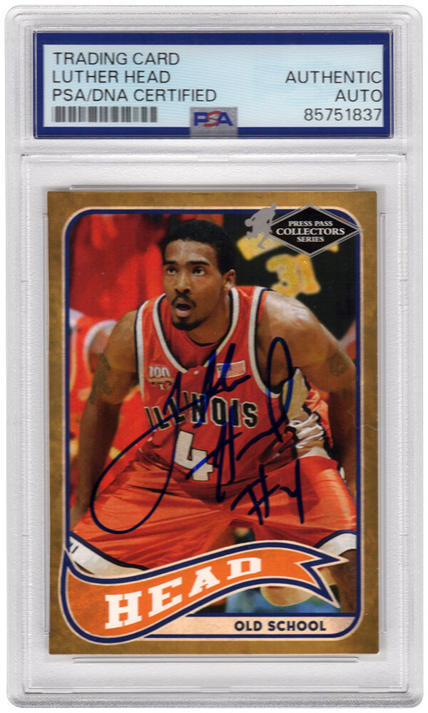 HEACAR205 Luther Head Signed Illinois Fighting Illini 2005 Press Pass Old School Rookie Basketball Card - No.10 - PSA Encapsulated