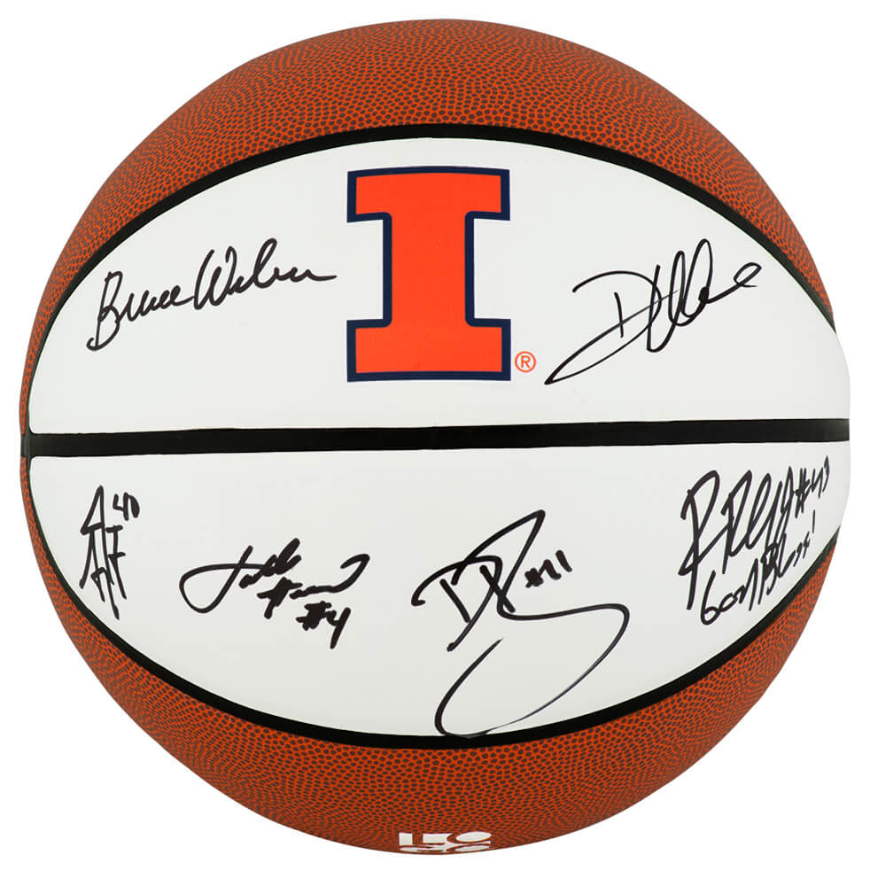 ILLBSK201 2005 Illinois Fighting Illini Team Signed Illinois Logo Brands Basketball with 6-Signatures