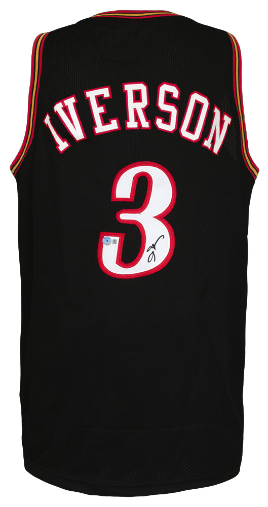 IVEJRY209 Allen Iverson Signed Black Custom Basketball Jersey - Beckett - Extra Large