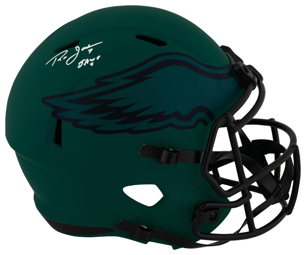 JAWREP306 Ron Jaworski Signed Philadelphia Eagles Rave Riddell Full Size Speed Replica Helmet with Jaws