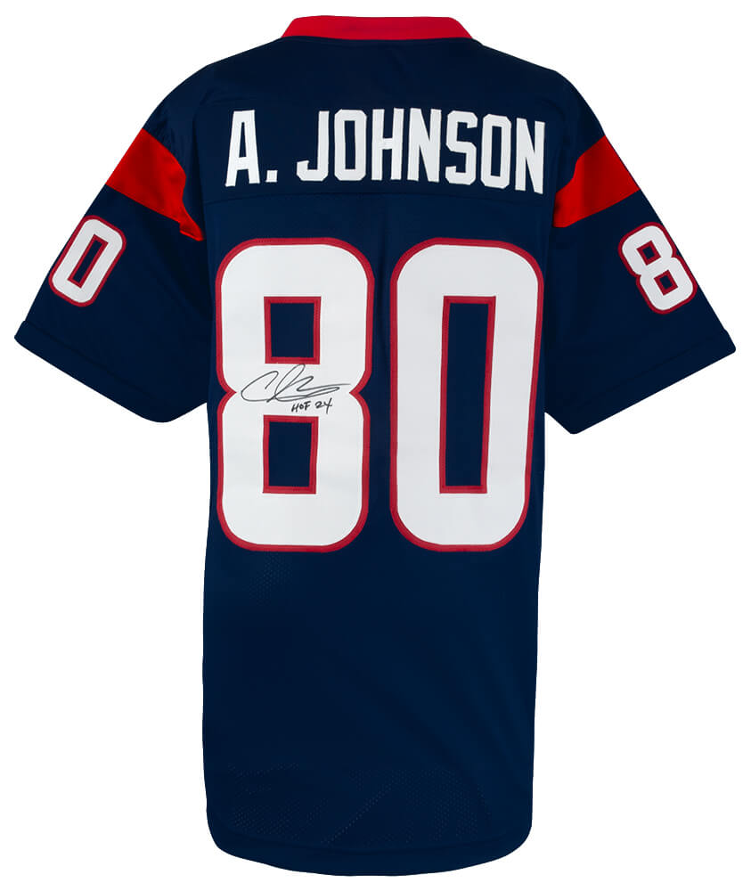 JOHJRY346 Andre Johnson Signed Navy Custom Football Jersey with HOF-24