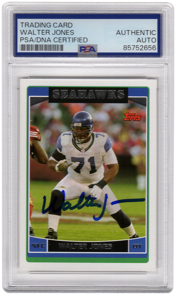 JONCAR327 Walter Jones Signed Seattle Seahawks 2006 Topps Football Card - No.15 - PSA Encapsulated