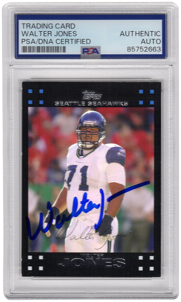 JONCAR328 Walter Jones Signed Seattle Seahawks 2007 Topps Football Card - No.285 - PSA Encapsulated