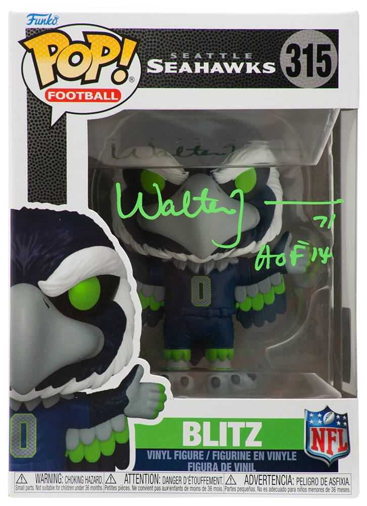 JONFUN310 Walter Jones Signed Seattle Seahawks Blitz Mascot NFL Funko Pop Doll - No.315 with HOF-14