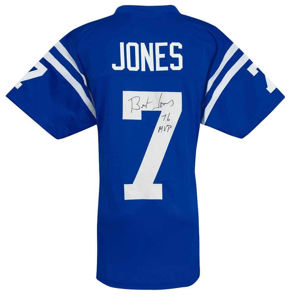 JONJRY341 Bert Jones Signed Blue Throwback Custom Football Jersey with 76 MVP