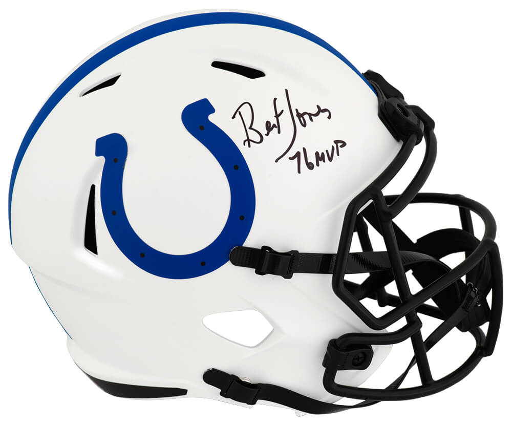 JONREP343 Bert Jones Signed Indianapolis Colts Lunar Eclipse Riddell Full Size Speed Replica Helmet with 76 MVP
