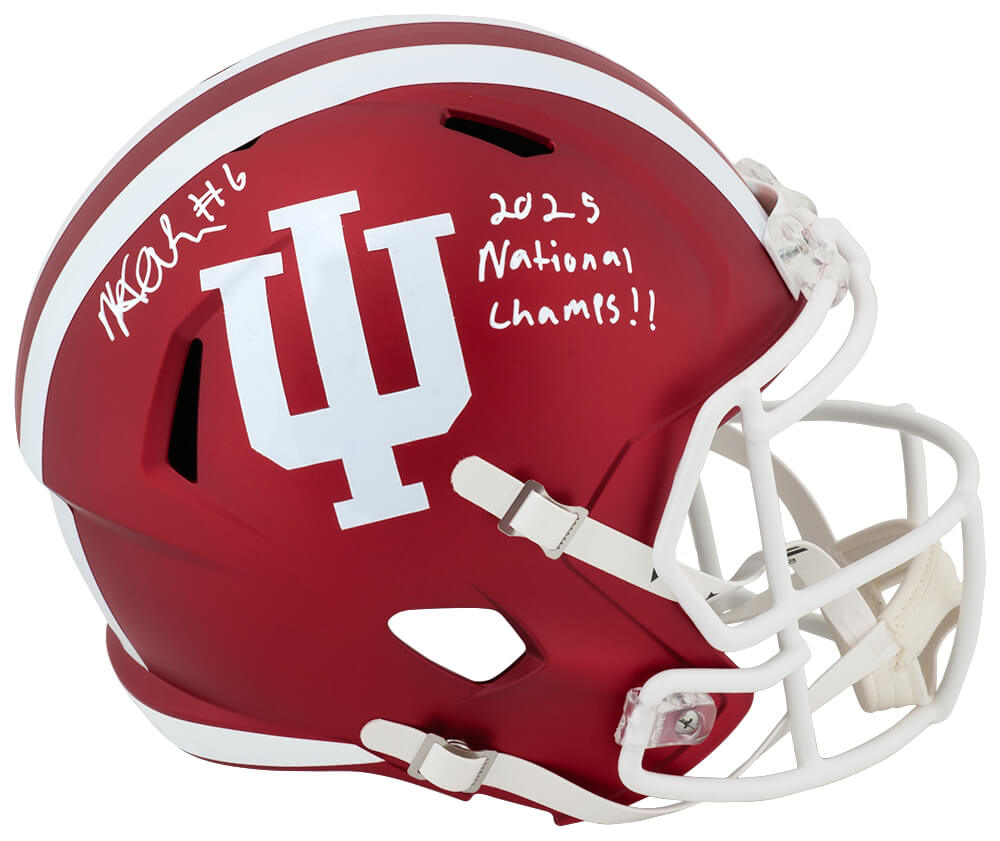 KAMREP300 Mikail Kamara Signed Indiana Hoosiers Riddell Full Size Speed Replica Helmet with 2025 National Champs
