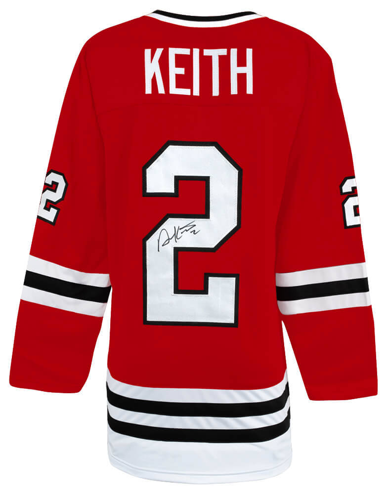 KEIJRY403 Duncan Keith Signed Red Custom Long Sleeve Hockey Jersey