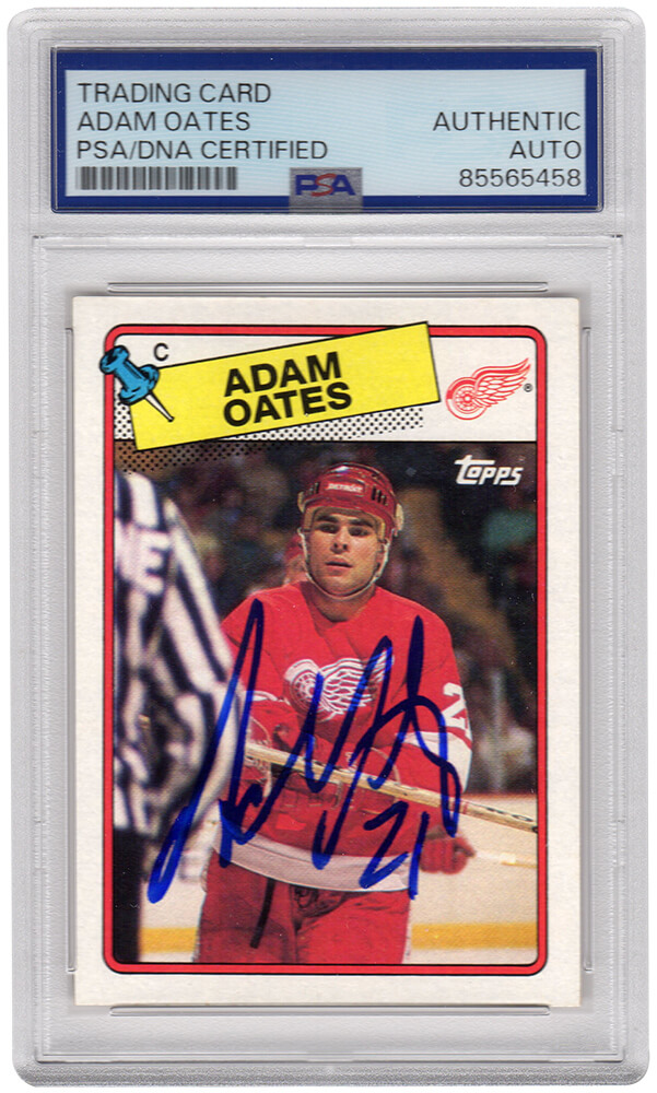 OATCAR405 Adam Oates Signed Detroit Red Wings 1988 Topps Hockey Trading Card - No.161 - PSA Encapsulated