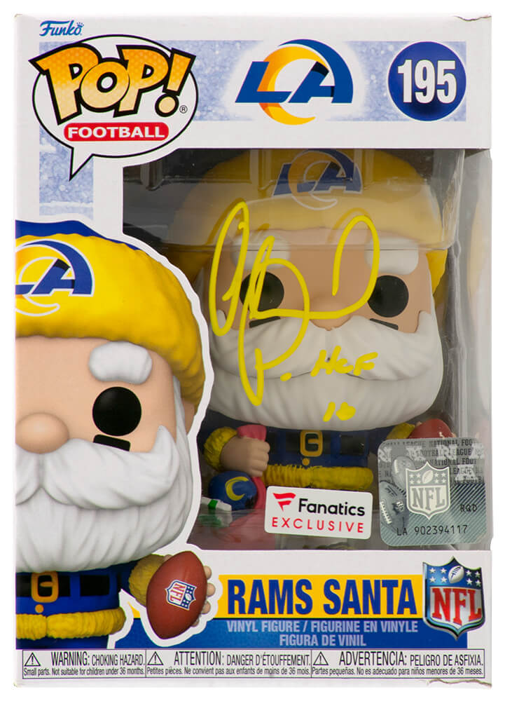 PACFUN300 Orlando Pace Signed Los Angeles Rams Santa Funko Pop Doll - No.195 with HOF-16