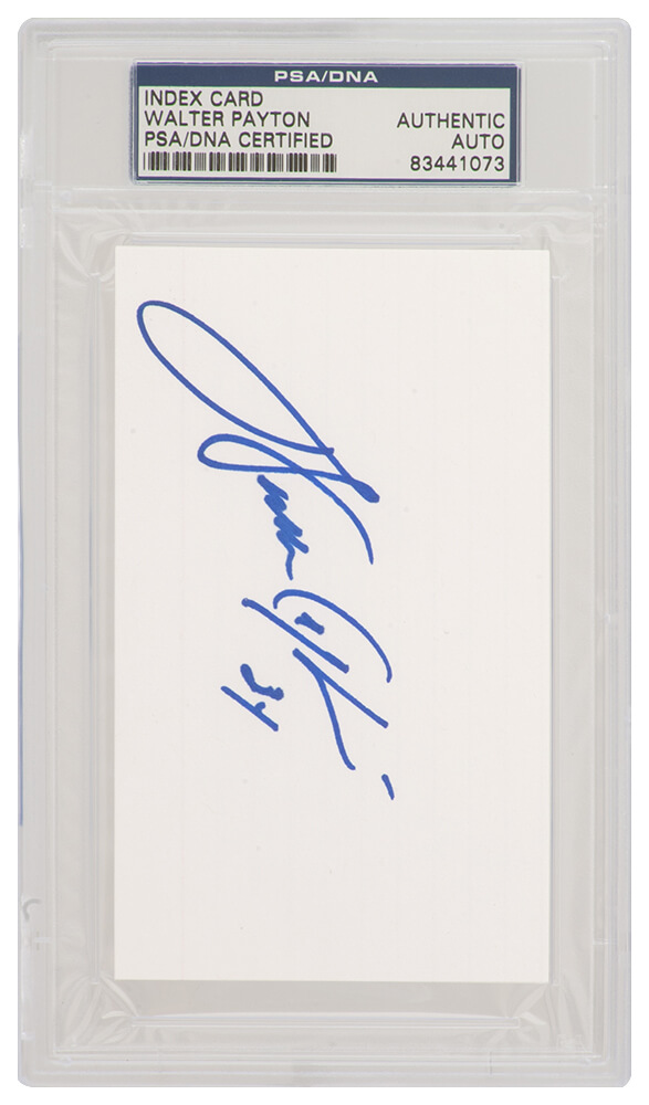 PAYCUT301 3 x 5 in. Walter Payton Signed White Cut Index Card - PSA Encapsulated