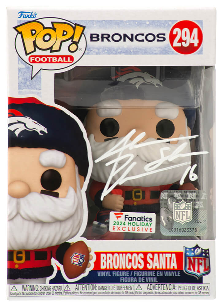 PLUFUN311 Jake Plummer Signed Denver Broncos Santa Funko Pop Doll - No.294 with Snake