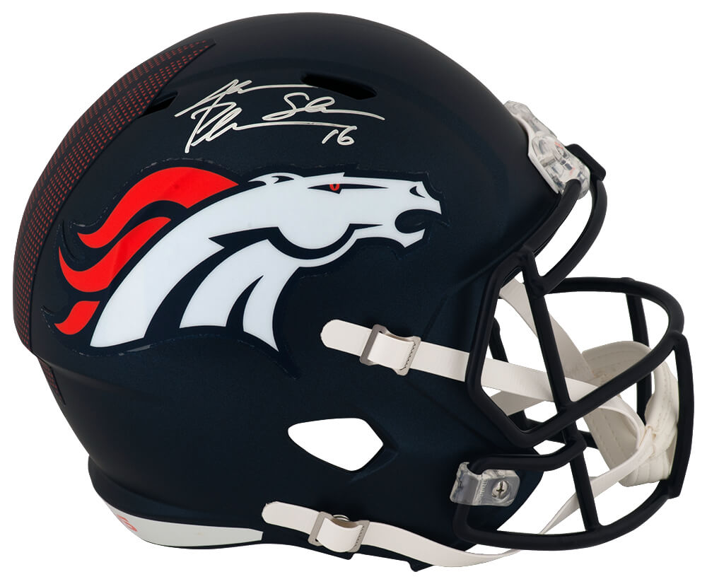 PLUREP333 Jake Plummer Signed Denver Broncos Current Style Riddell Full Size Speed Replica Helmet with Snake