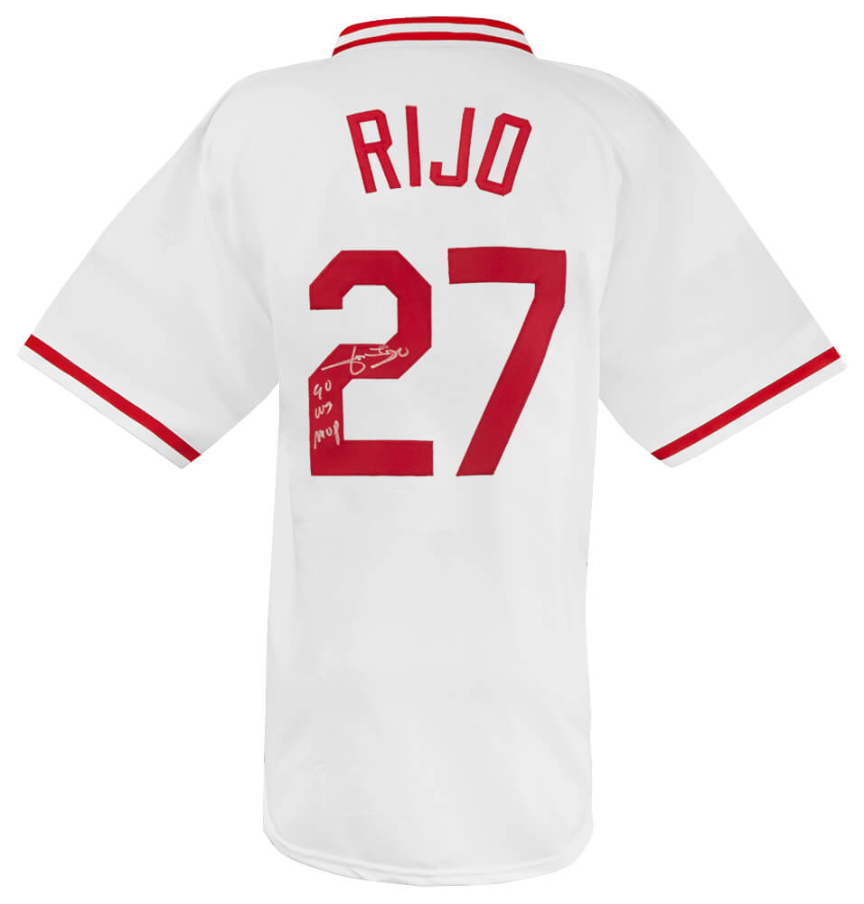 RIJJRY100 Jose Rijo Signed White Custom Baseball Jersey with 90 WS MVP