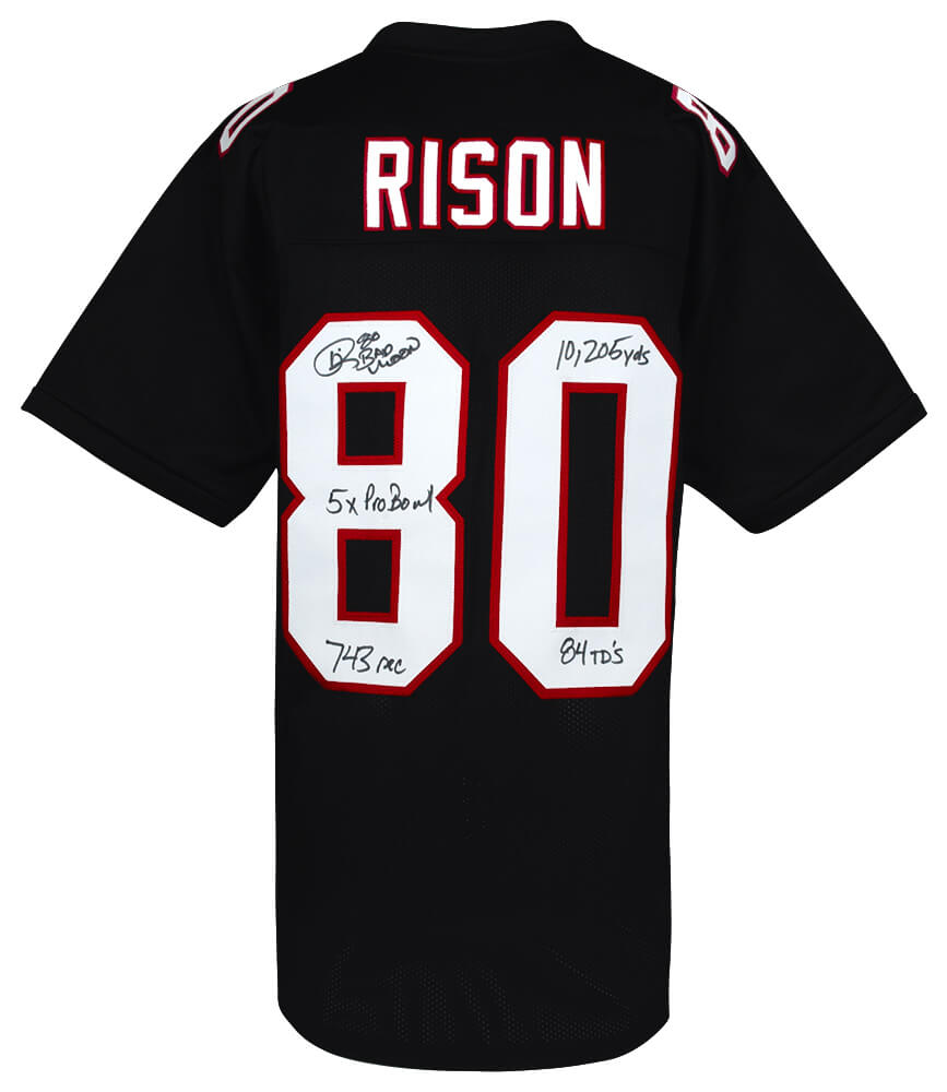 RISJRY322 Andre Rison Signed Black Throwback Custom Football Jersey with 5-Inscriptions