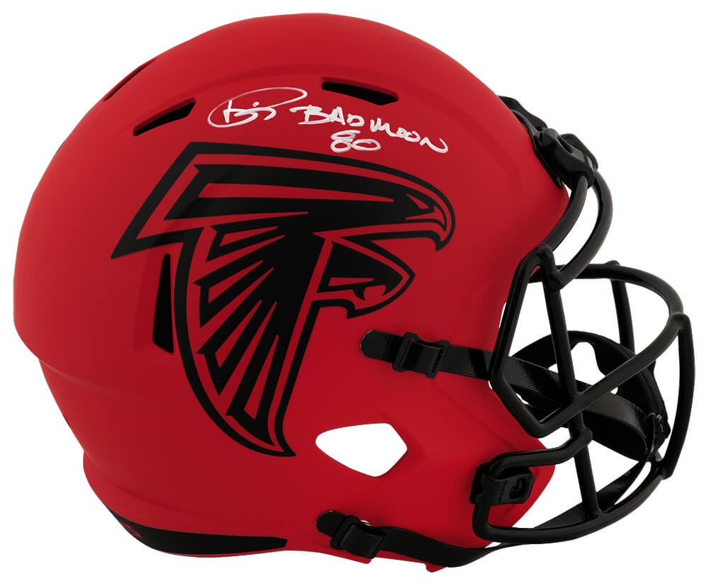 RISREP332 Andre Rison Signed Atlanta Falcons Rave Riddell Full Size Speed Replica Helmet with Bad Moon