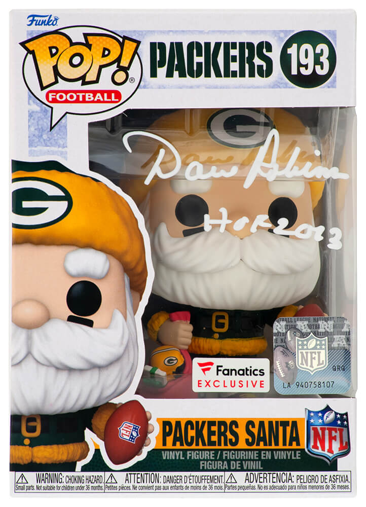 ROBFUN301 Dave Robinson Signed Green Bay Packers Santa Funko Pop Doll - No.193 with HOF 2013 - White