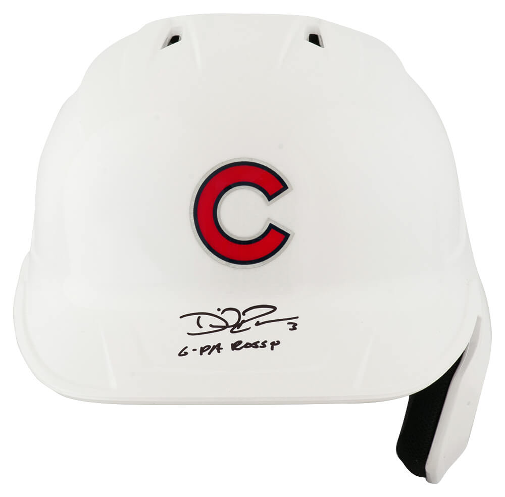 ROSBTH104 David Ross Signed Chicago Cubs White Chrome Rawlings Full Size Batting Helmet with G-Pa Rossy
