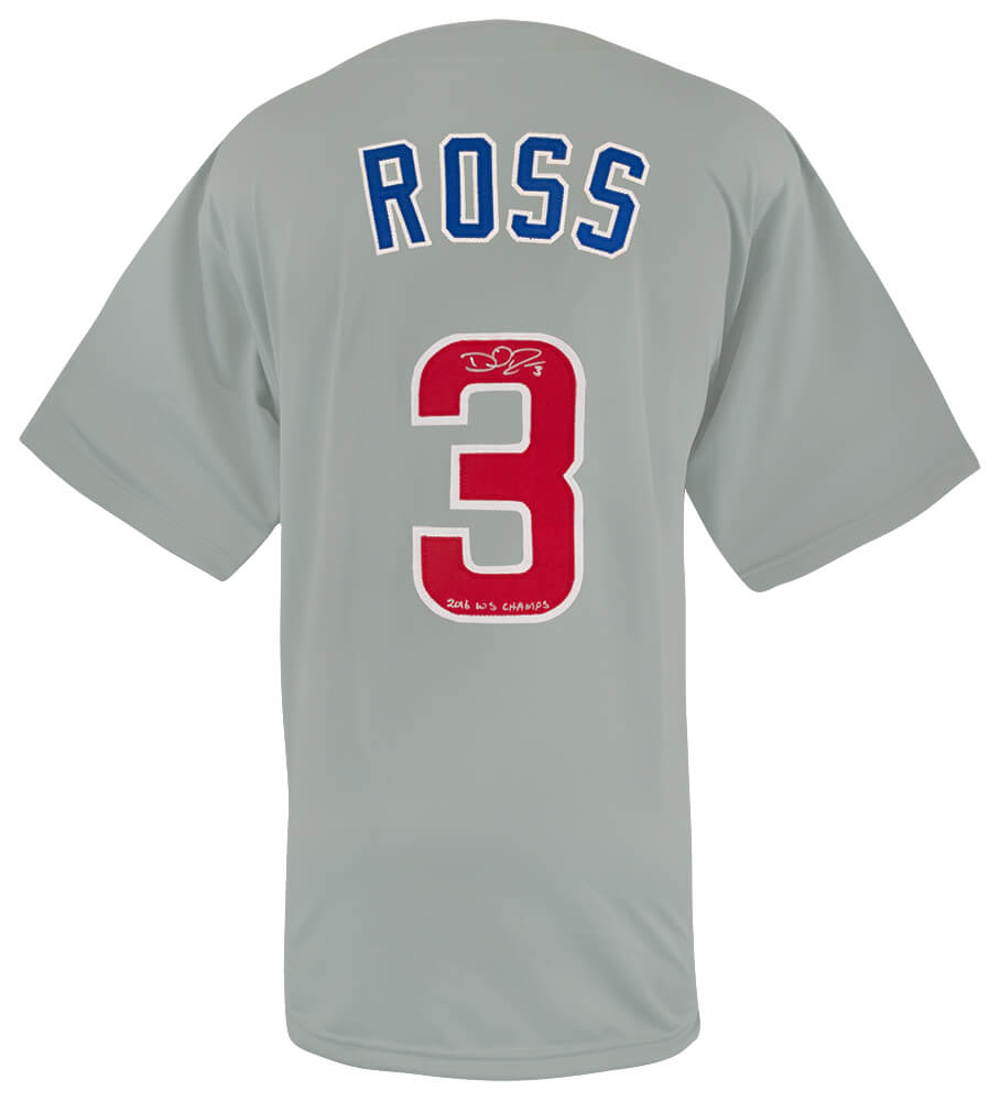 ROSJRY122 David Ross Signed Gray Custom Baseball Jersey with 2016 WS Champs