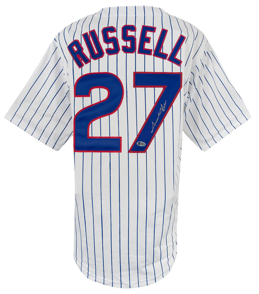 RUSJRY106 Addison Russell Signed White Custom Baseball Jersey - Beckett