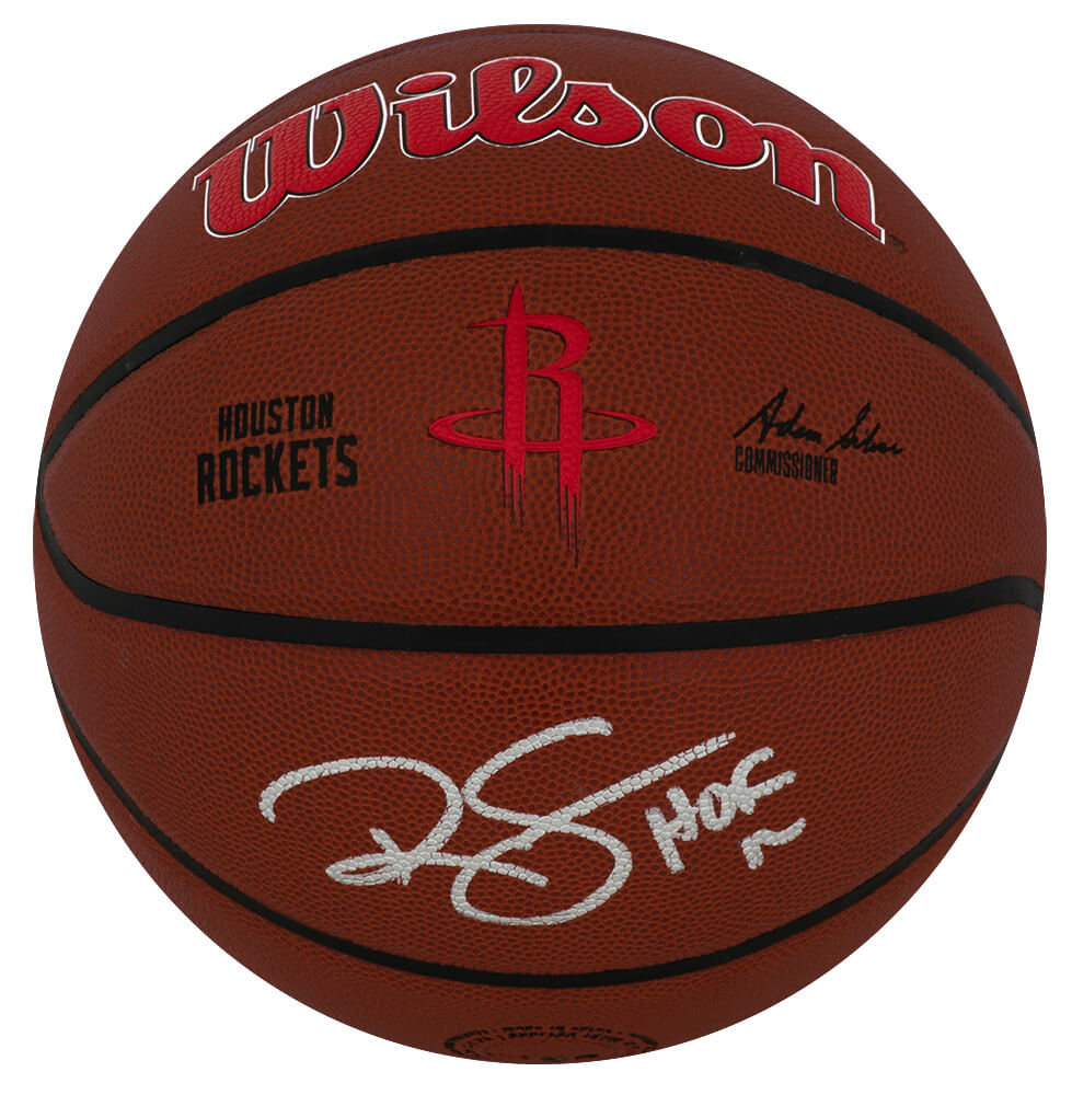 SAMBSK213 Ralph Sampson Signed Houston Rockets Logo Wilson Alliance NBA Basketball with HOF-12