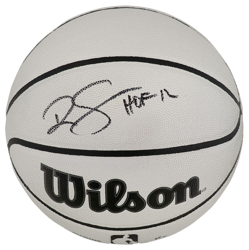 SAMBSK214 Ralph Sampson Signed Wilson Silver Full Size NBA Basketball with HOF-12