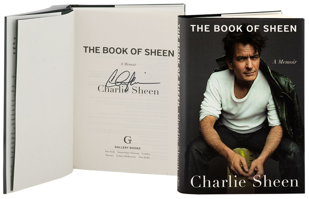SHEOTH503 Charlie Sheen Signed The Book of Sheen A Memoir Hardcover Book