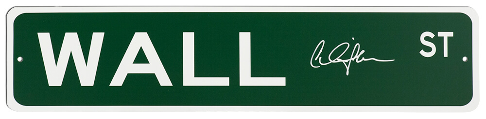 SHEOTH505 4 x 18 in. Charlie Sheen Signed Wall Street Green Aluminum Street Sign