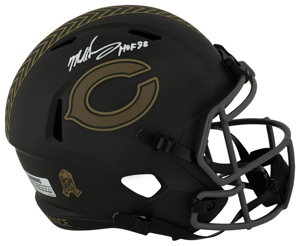 SINREP327 Mike Singletary Signed Chicago Bears 2025 Salute Riddell Full Size Speed Replica Helmet with HOF-98
