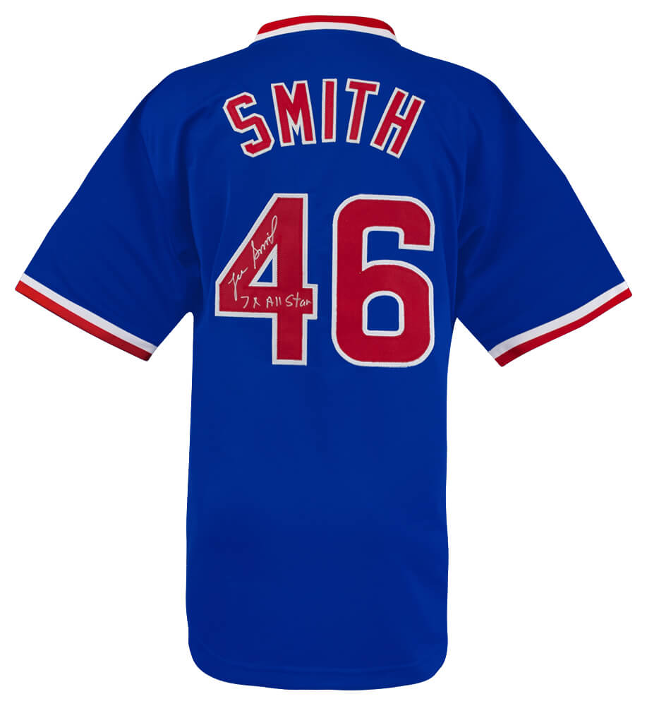SMIJRY100 Lee Smith Signed Blue Custom Baseball Jersey with 7x All Star