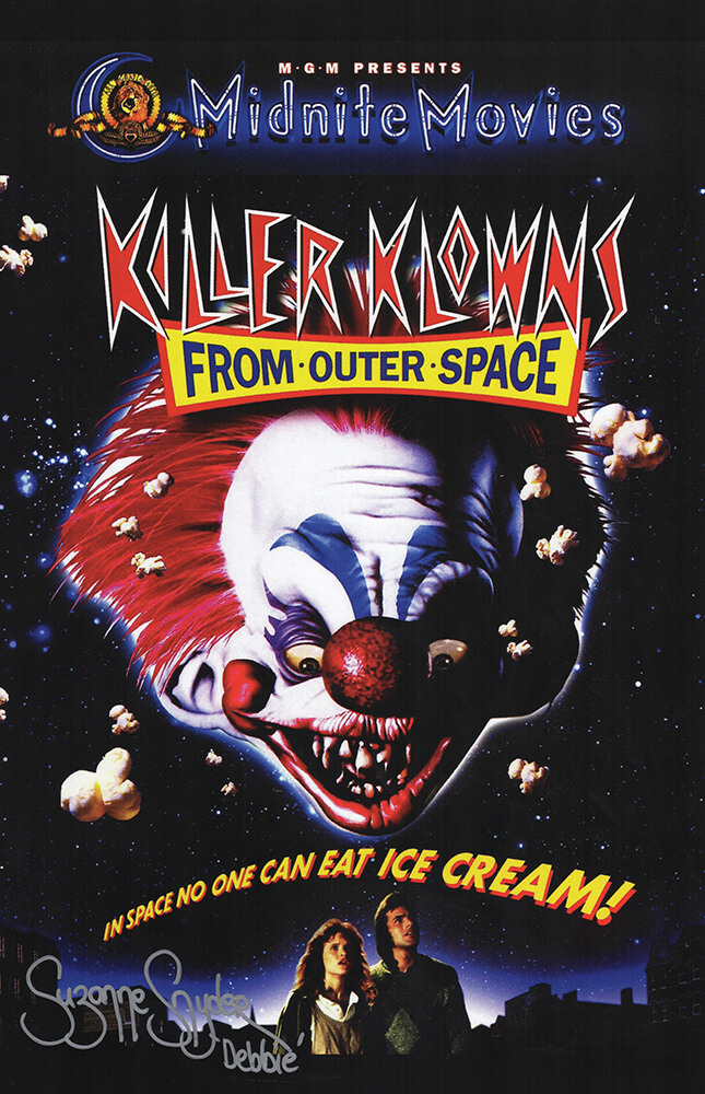 SNYPST500 11 x 17 in. Suzanne Snyder Signed Killer Klowns From Outer Space Movie Poster with Debbie
