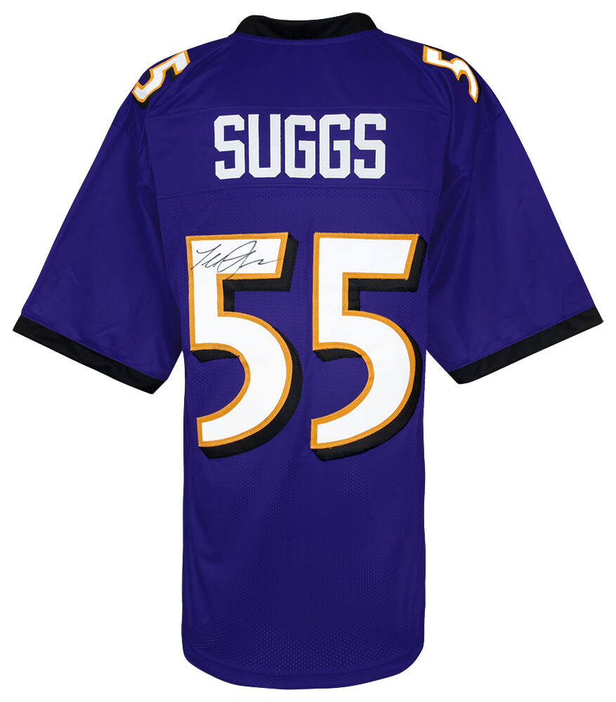 SUGJRY301 Terrell Suggs Signed Purple Custom Football Jersey - Extra Large