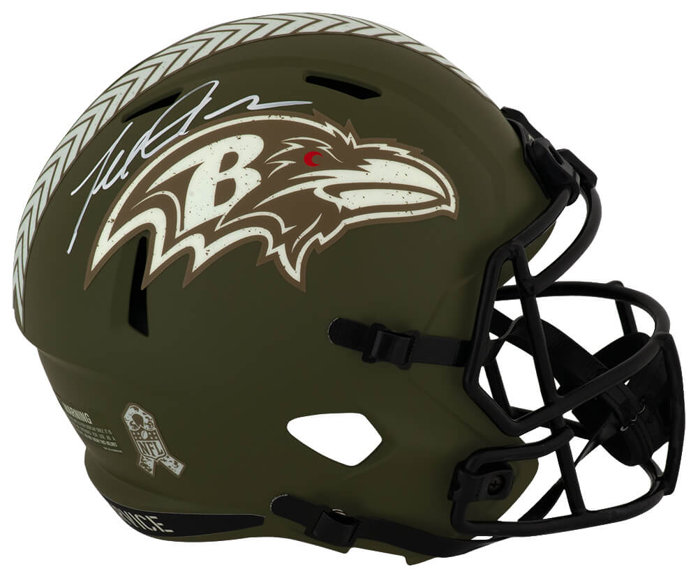 SUGREP304 Terrell Suggs Signed Baltimore Ravens Eclipse Black Matte Riddell Full Size Speed Replica Helmet