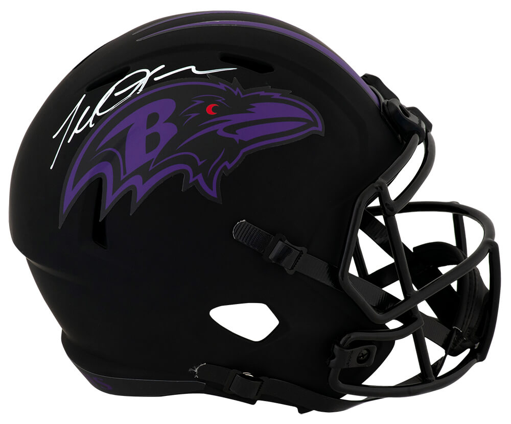 SUGREP305 Terrell Suggs Signed Baltimore Ravens Salute Riddell Full Size Speed Replica Helmet
