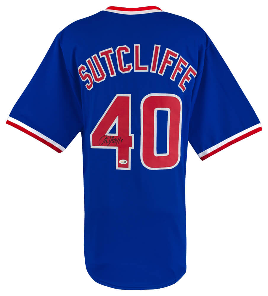 SUTJRY100 Rick Sutcliffe Signed Blue Throwback Custom Baseball Jersey - JSA