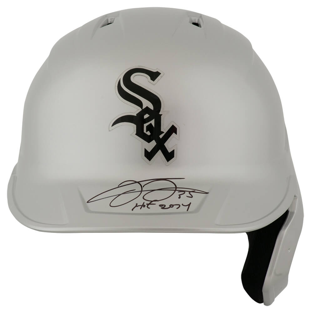 THOBTH107 Frank Thomas Signed Chicago White Sox Chrome Rawlings Full Size Replica Baseball Batting Helmet with HOF 2014