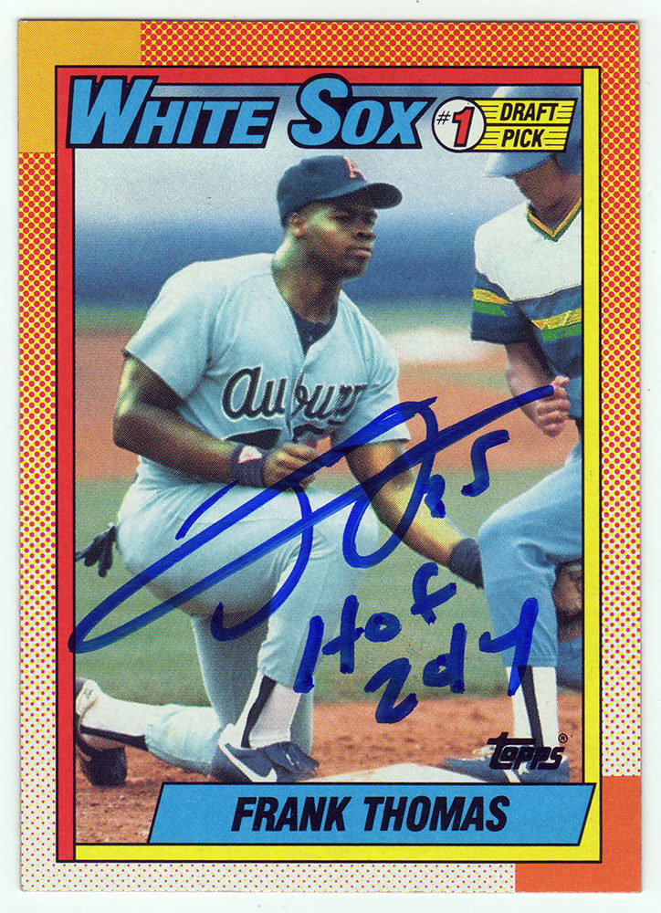 THOCAR127 Frank Thomas Signed Chicago White Sox 1990 Topps Rookie Baseball Card - No.414 with HOF 2014