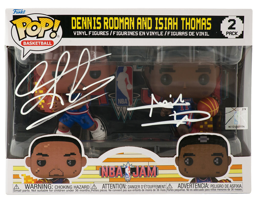 THOFUN210 Isiah Thomas & Dennis Rodman Dual Signed Detroit Pistons NBA Jam Dual Funko Pop Doll